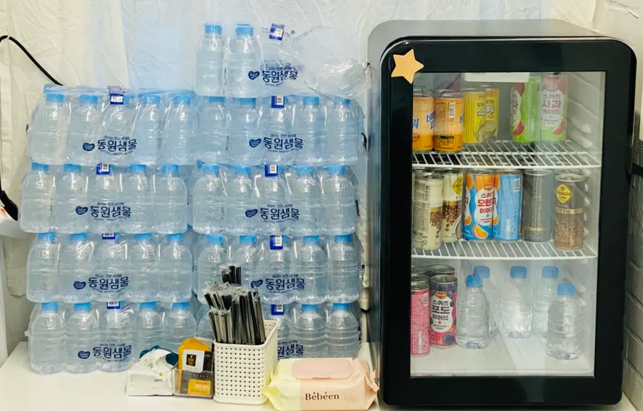 Selection of complimentary drinks at the nail salon
