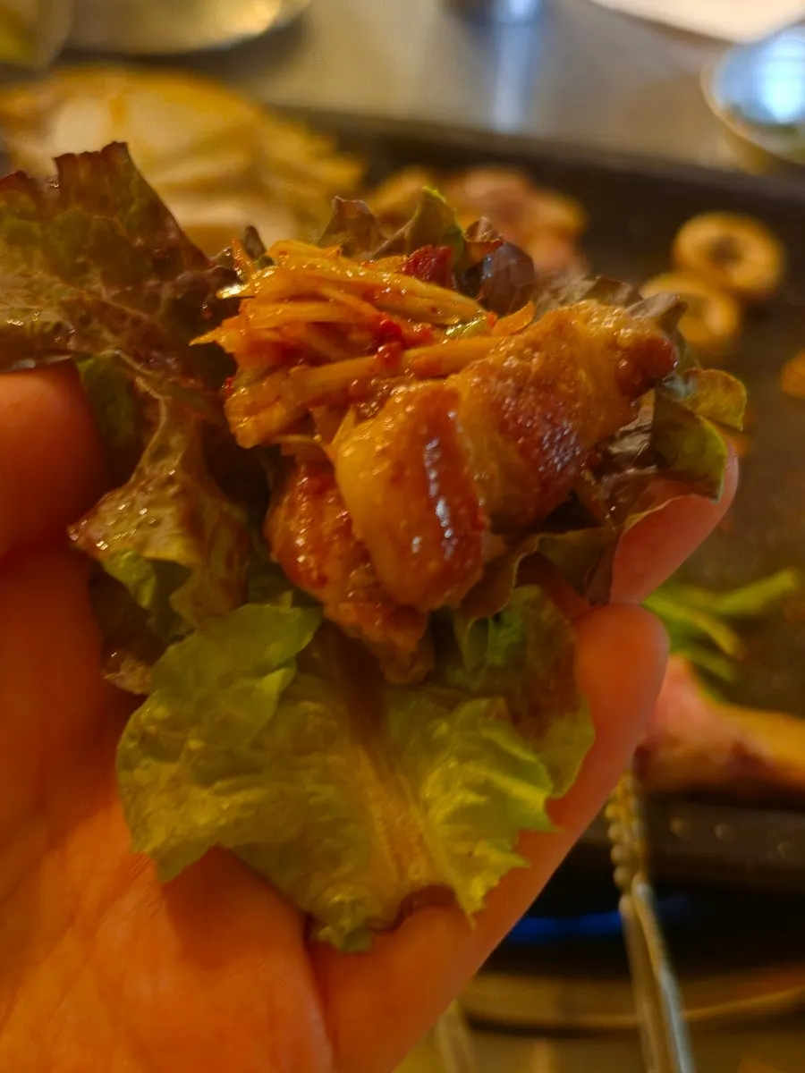 Hanwoo galbi still attached to the rib bone