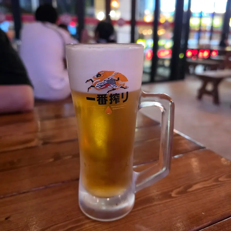 A refreshingly cold pour of Kirin draft beer