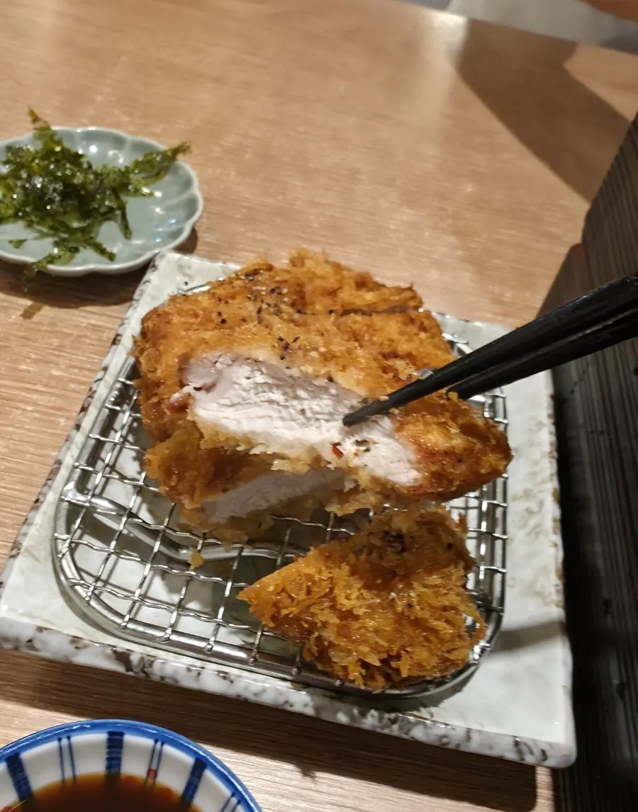 Cross-section of thickly fried katsu