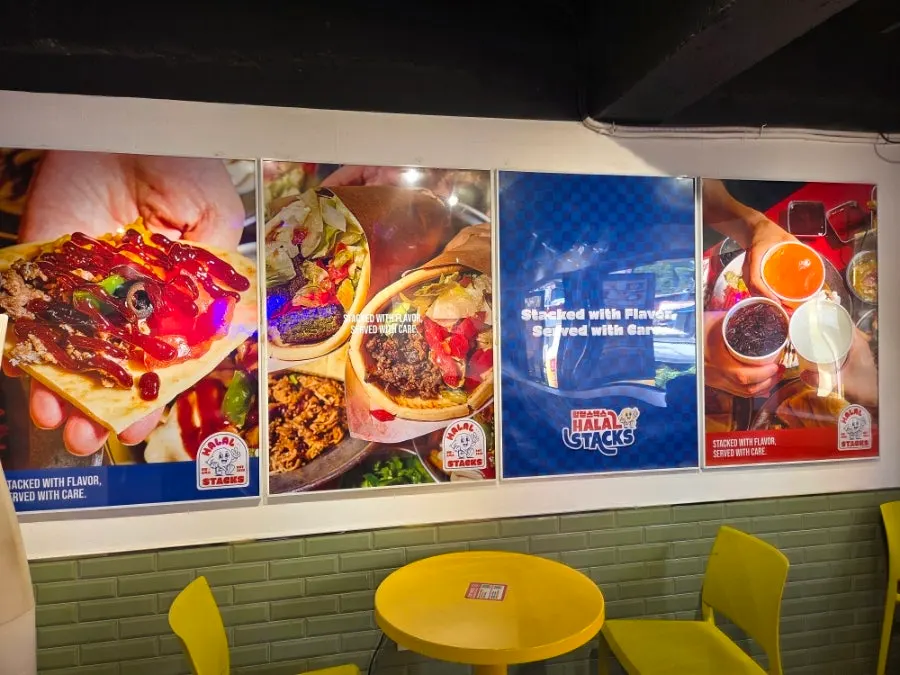 Menu signage on the wall of Halal Steaks