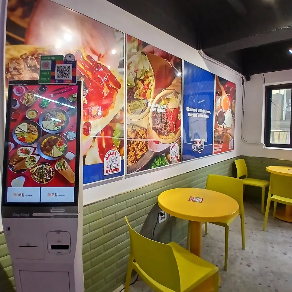 The counter at Halal Steaks preparing an order