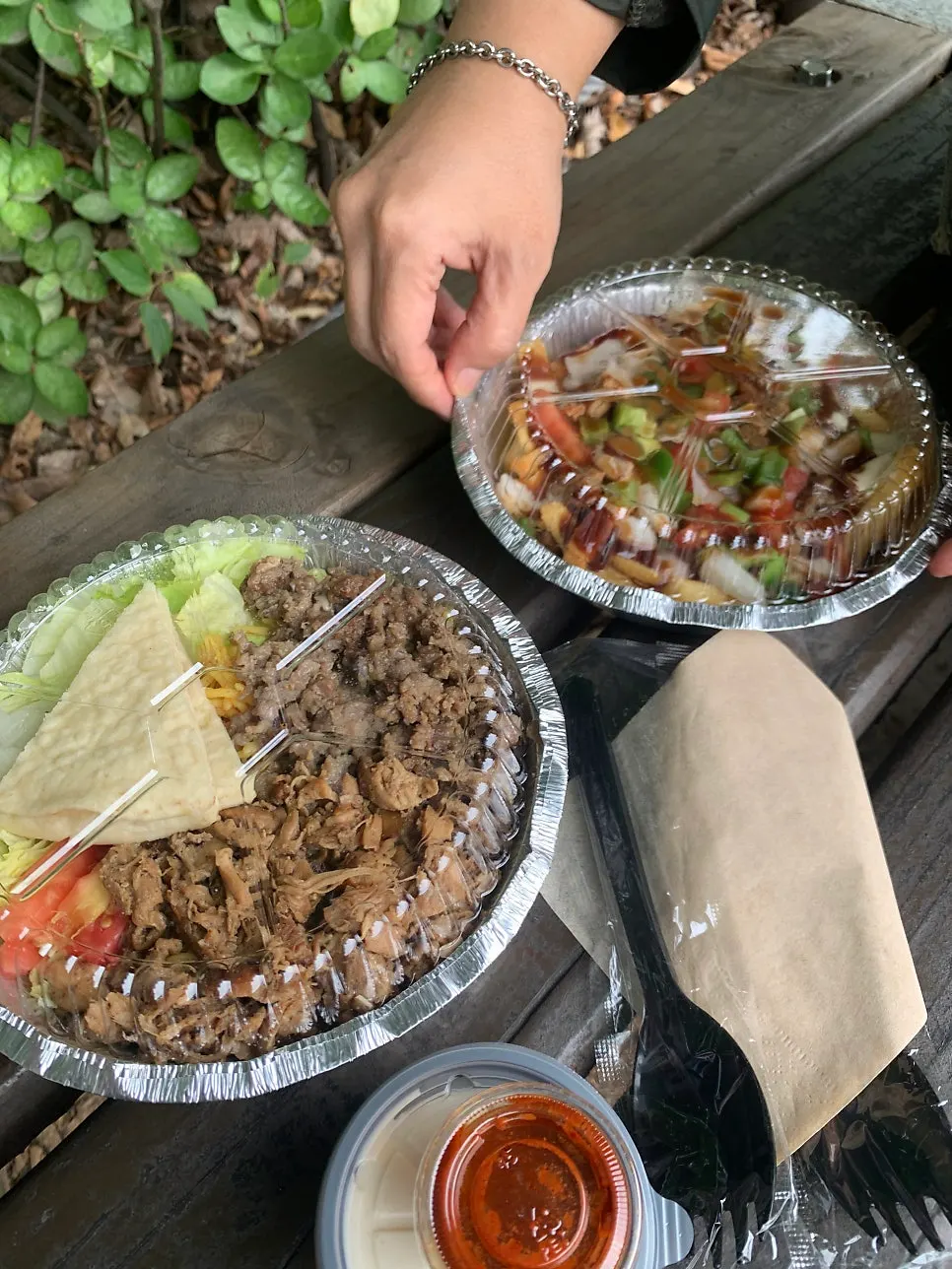 The platter served with pita bread on the side