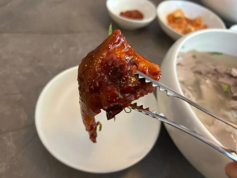 Generous portion of braised pork tail