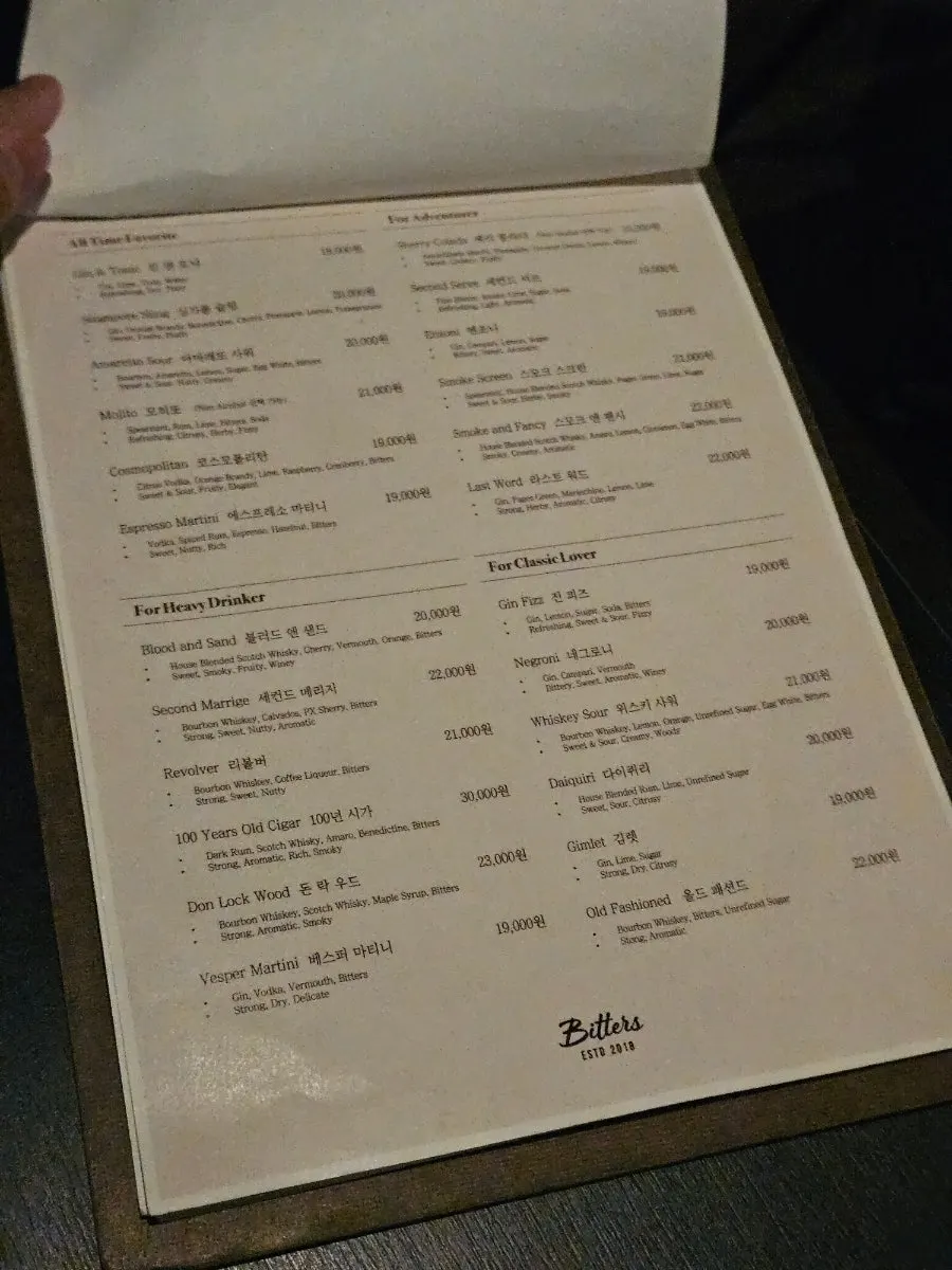 Bitters signature cocktail table