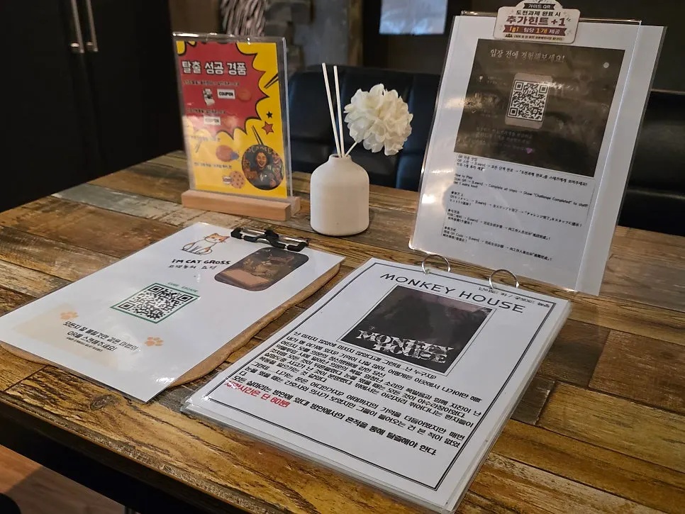 Sign with theme explanation and QR code for extra hints