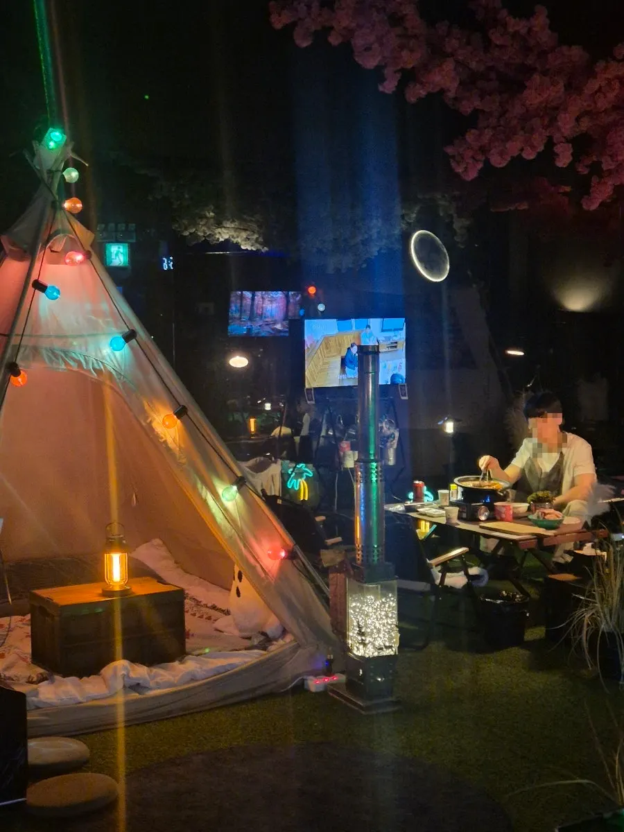 Indoor camping space for group gatherings