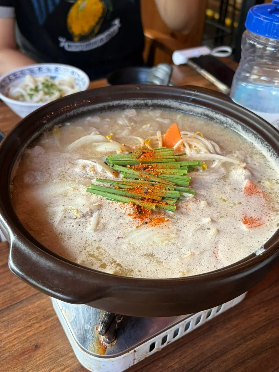 Pot of Korean beef motsunabe at Hongdae Gonggam