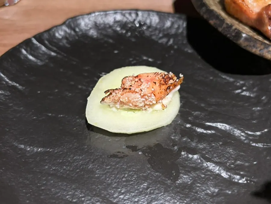 Cucumber and mayo served with the mentaiko
