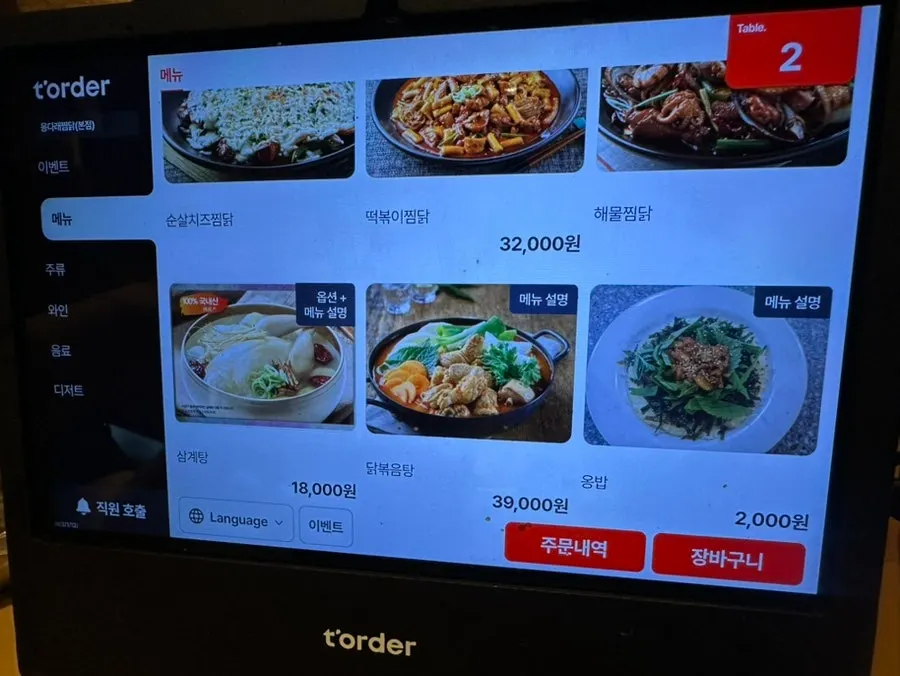 옹다래찜닭 찜닭 사이즈와 가격 안내