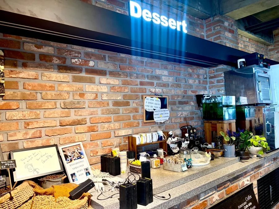Free dessert corner along one wall of the restaurant
