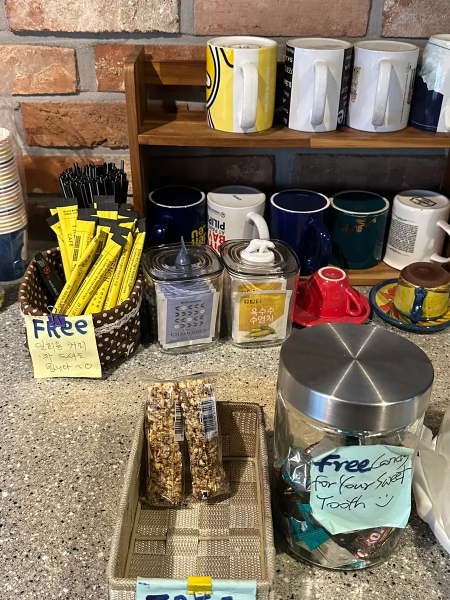 Self-service corner set up in the restaurant