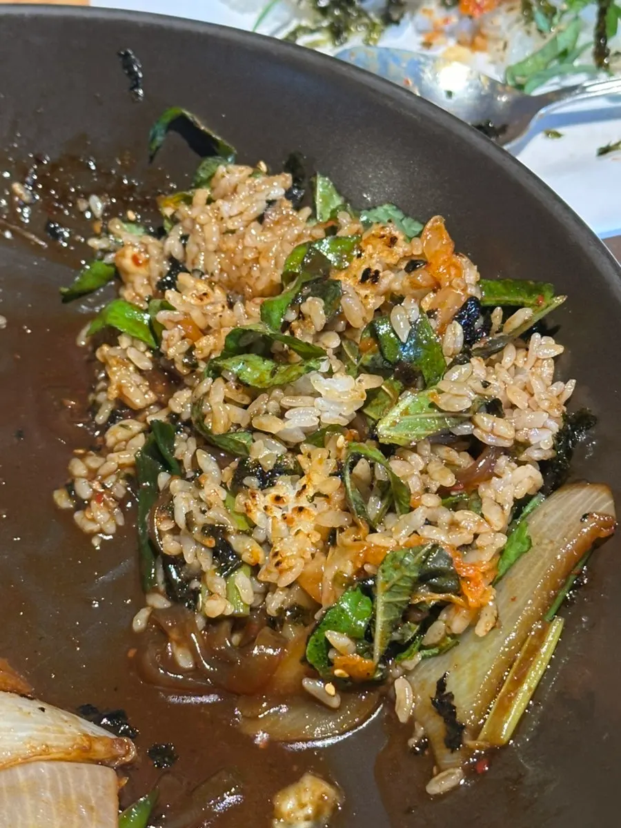 Ongbap mixed with the leftover sauce
