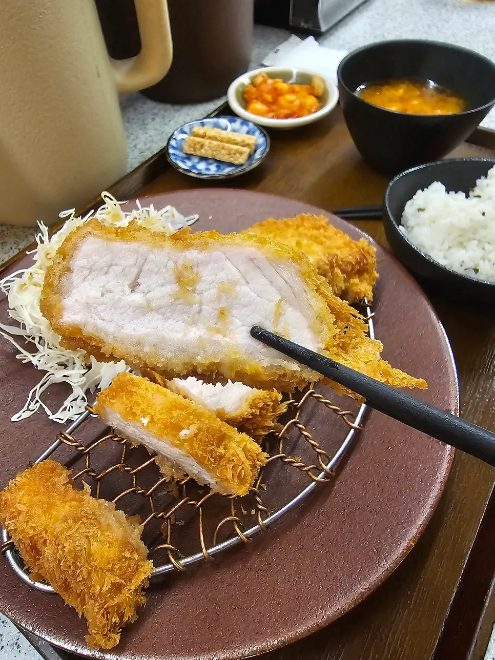 Udon served with a ladle