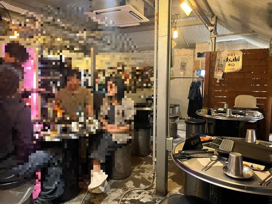 Indoor seating with a classic Korean BBQ atmosphere