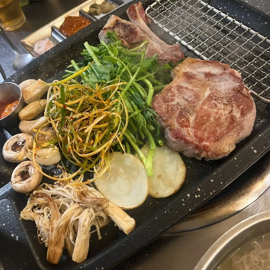 Golden-brown grilled pork neck