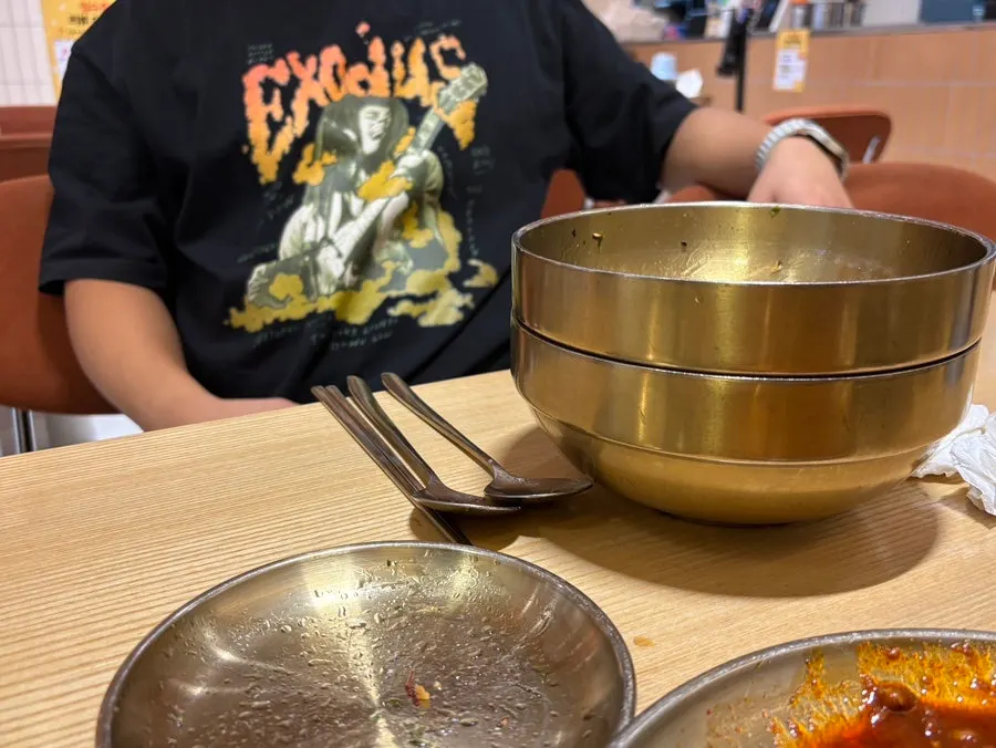 Stew and side dishes at the end of the meal