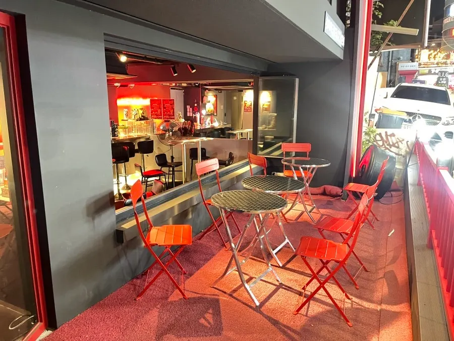 1st-floor indoor seating with a bar-and-café feel