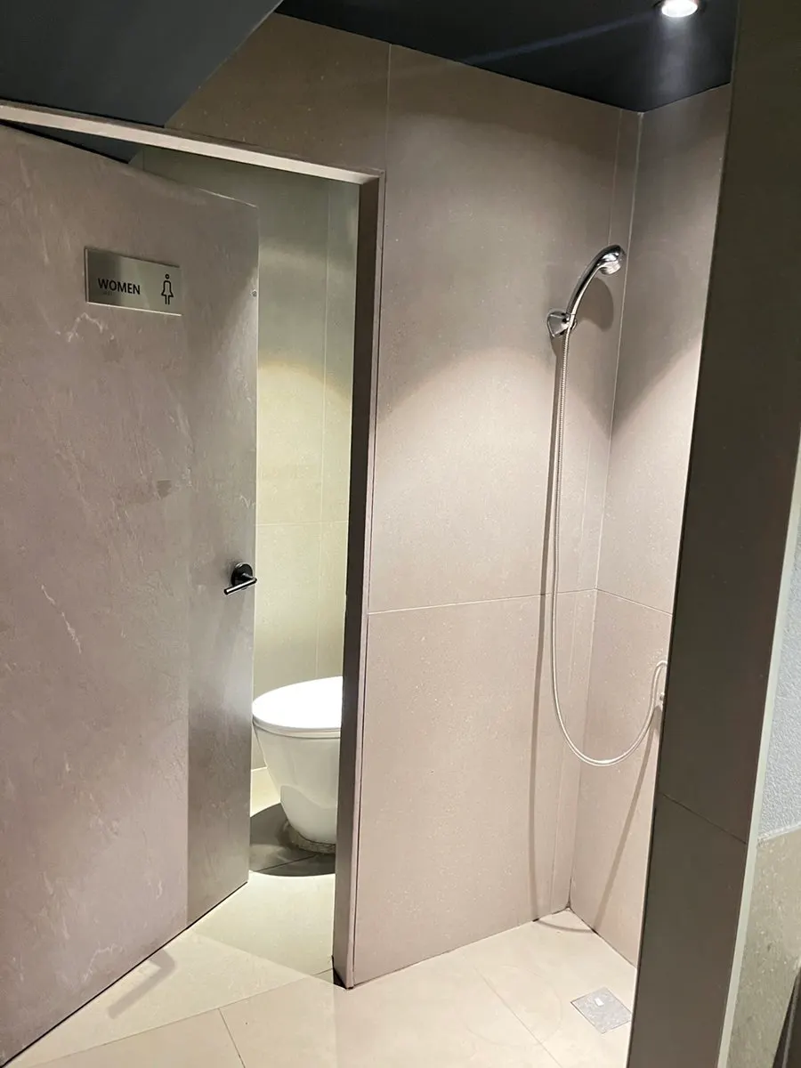 Hallway leading to the restrooms