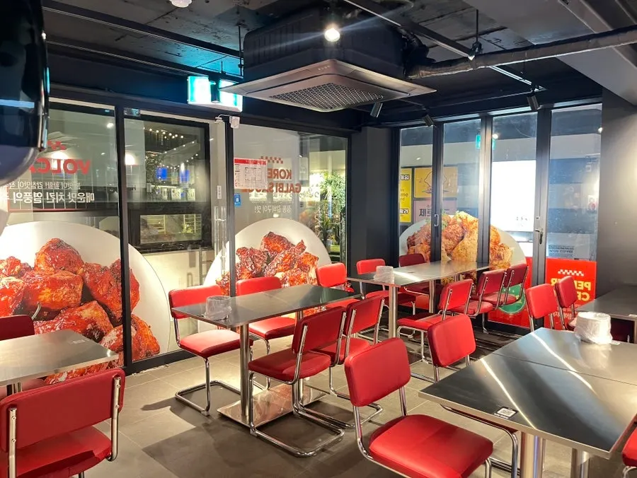 View of window-side seating on the 2nd floor