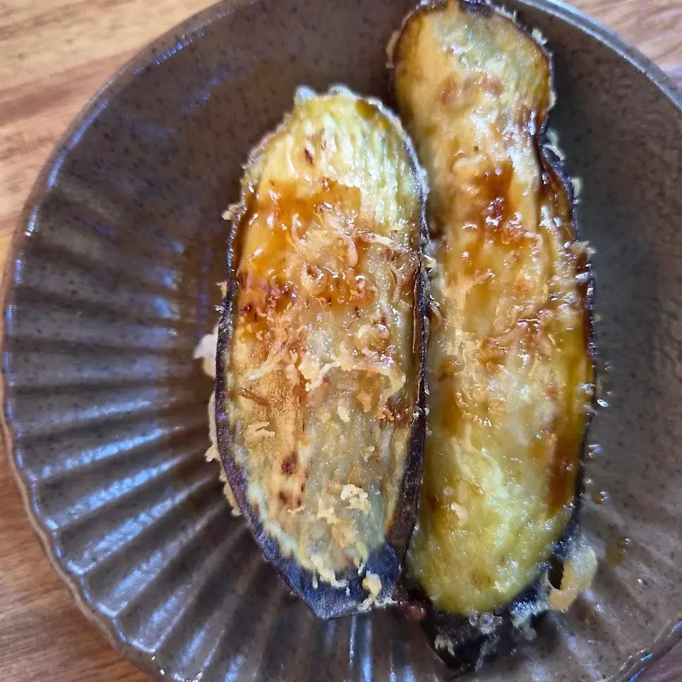 Complimentary eggplant sushi