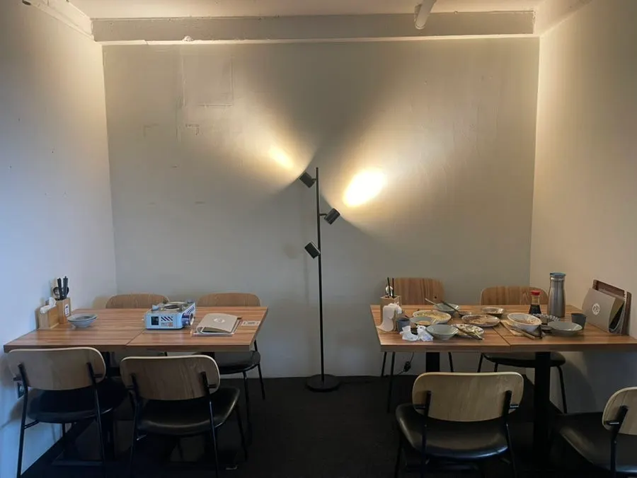 Wall decorated with mood lighting and props