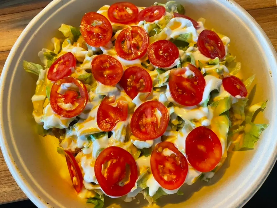 Topped Mexican taco gyoza with guacamole
