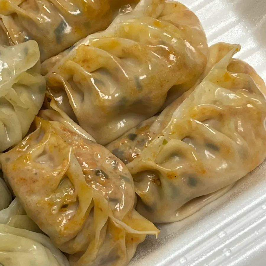 속재료가 비치는 고기 찐만두