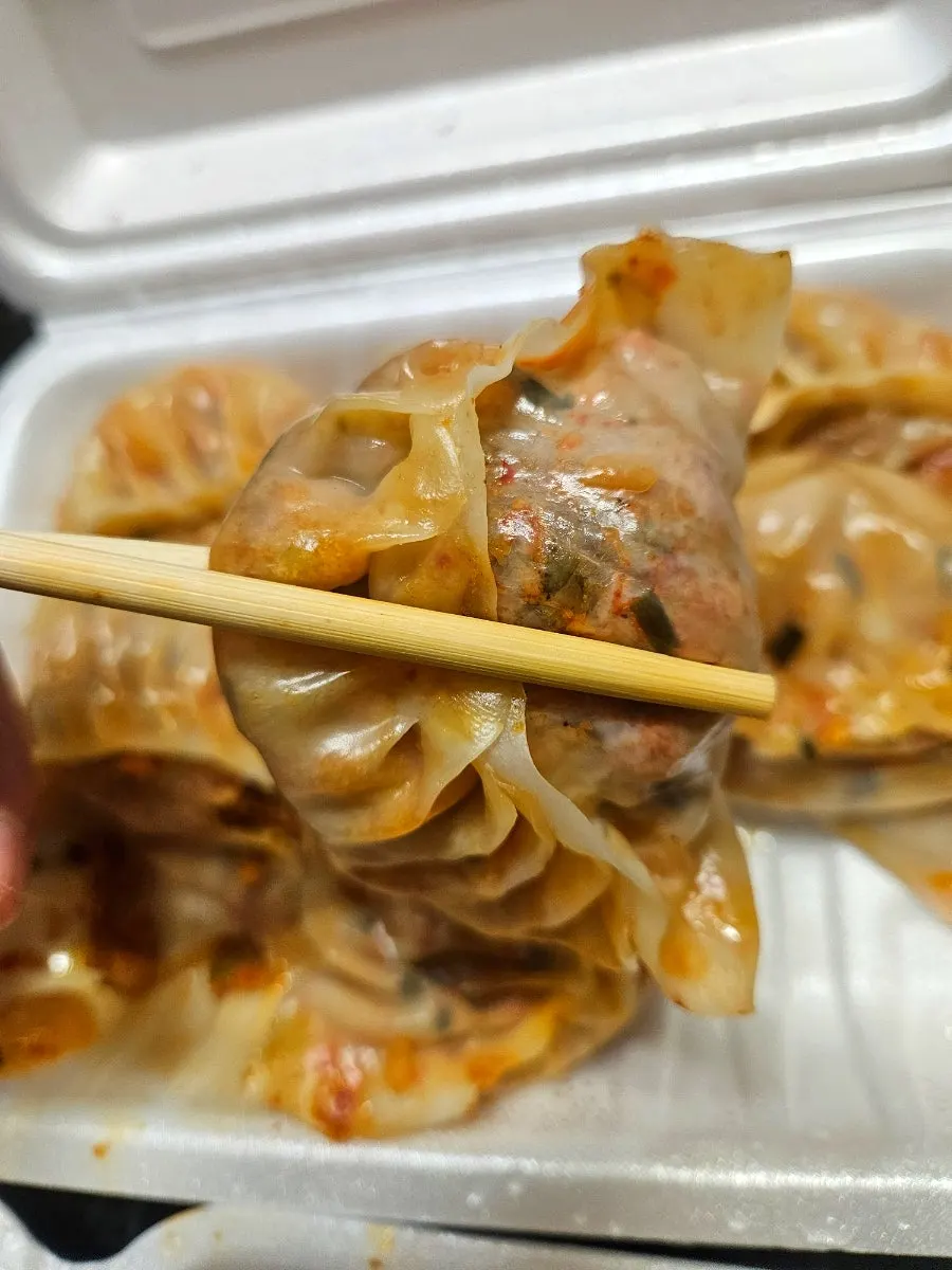 The last bite of kimchi mandu from MANDOO BAR