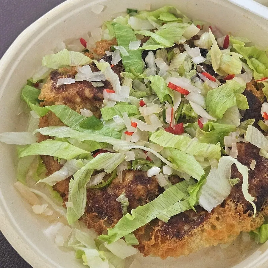 Half meat, half kimchi okonomiyaki gyoza
