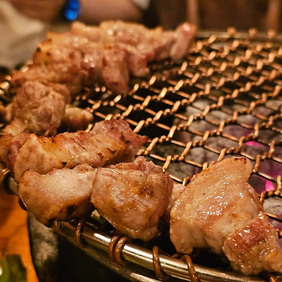 Fully grilled meat with mushrooms on the side