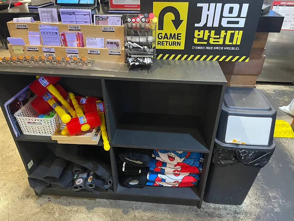 Board games filling a bookcase