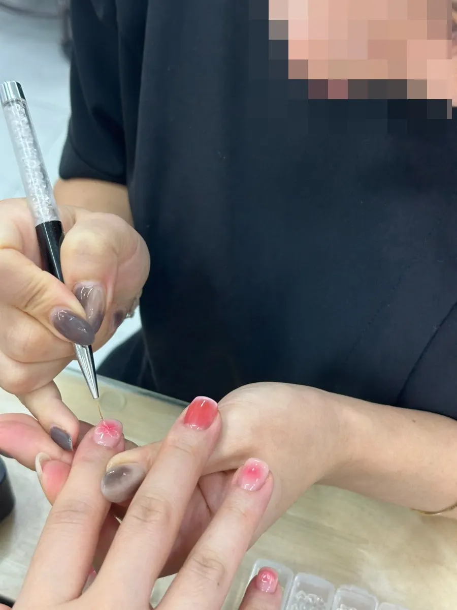 리본 아트 전 네일 디자인