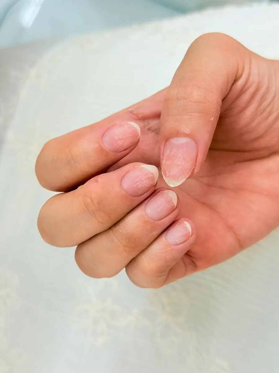 Close-up of nails during care