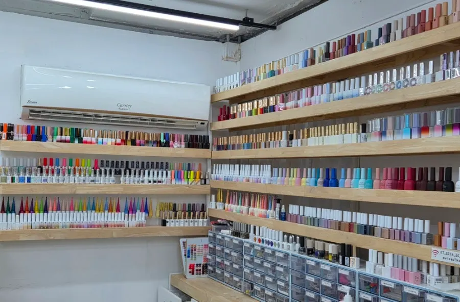 A neatly arranged nail treatment space
