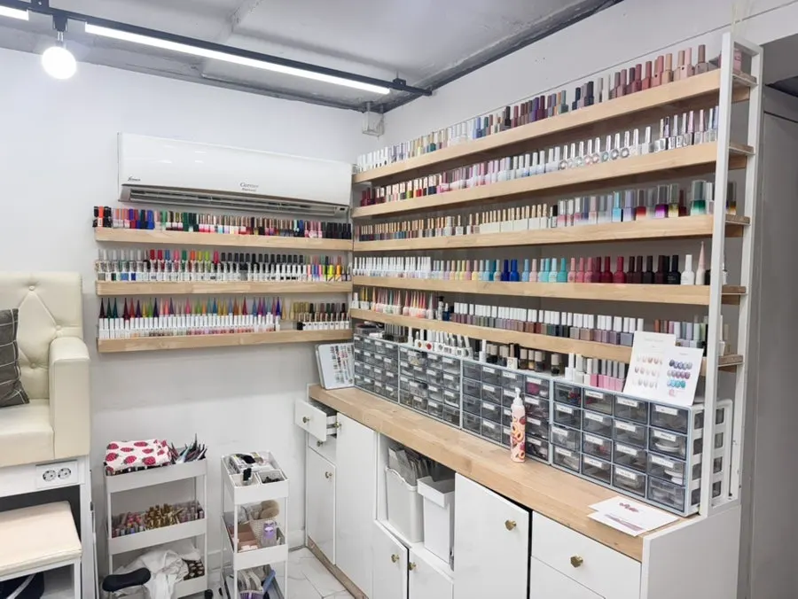 Displayed nail polish colors