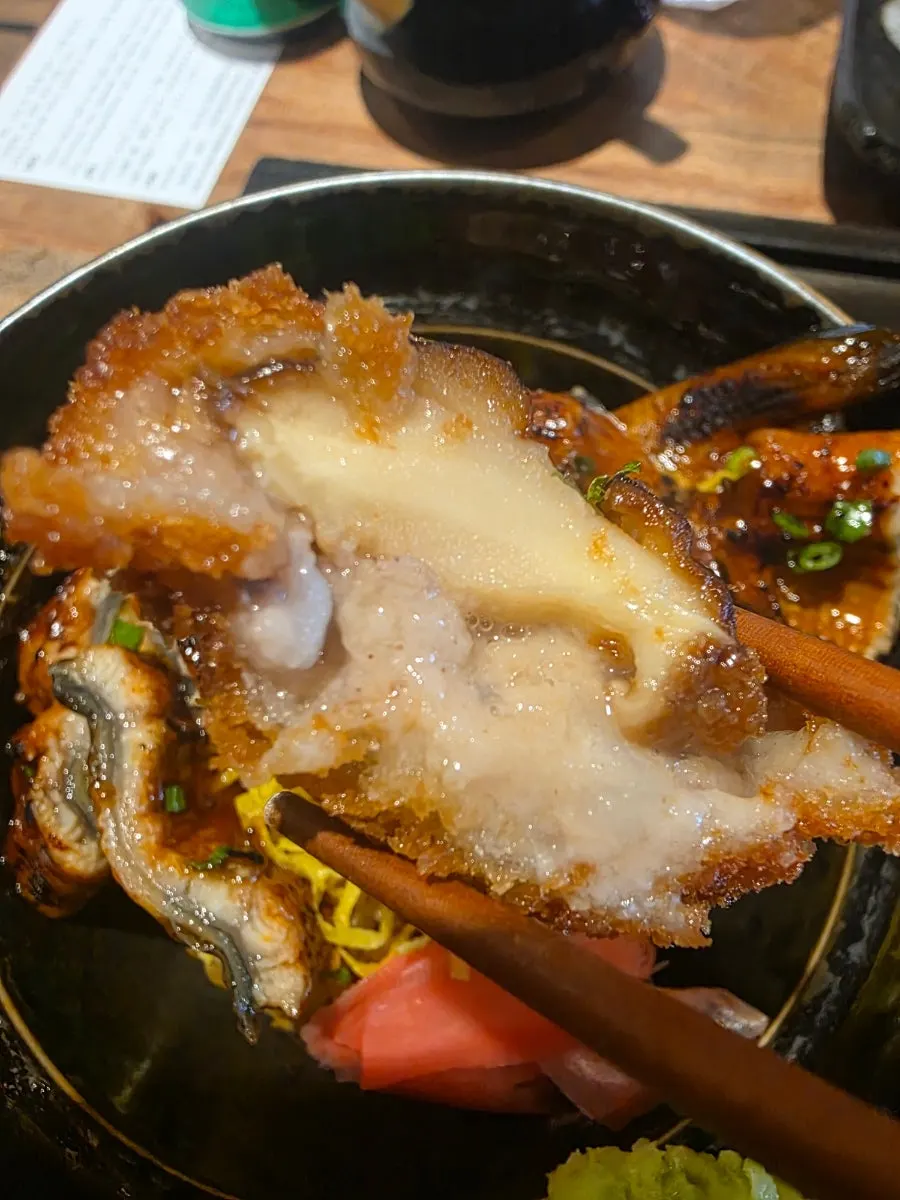 Close-up of eel marinated in sauce