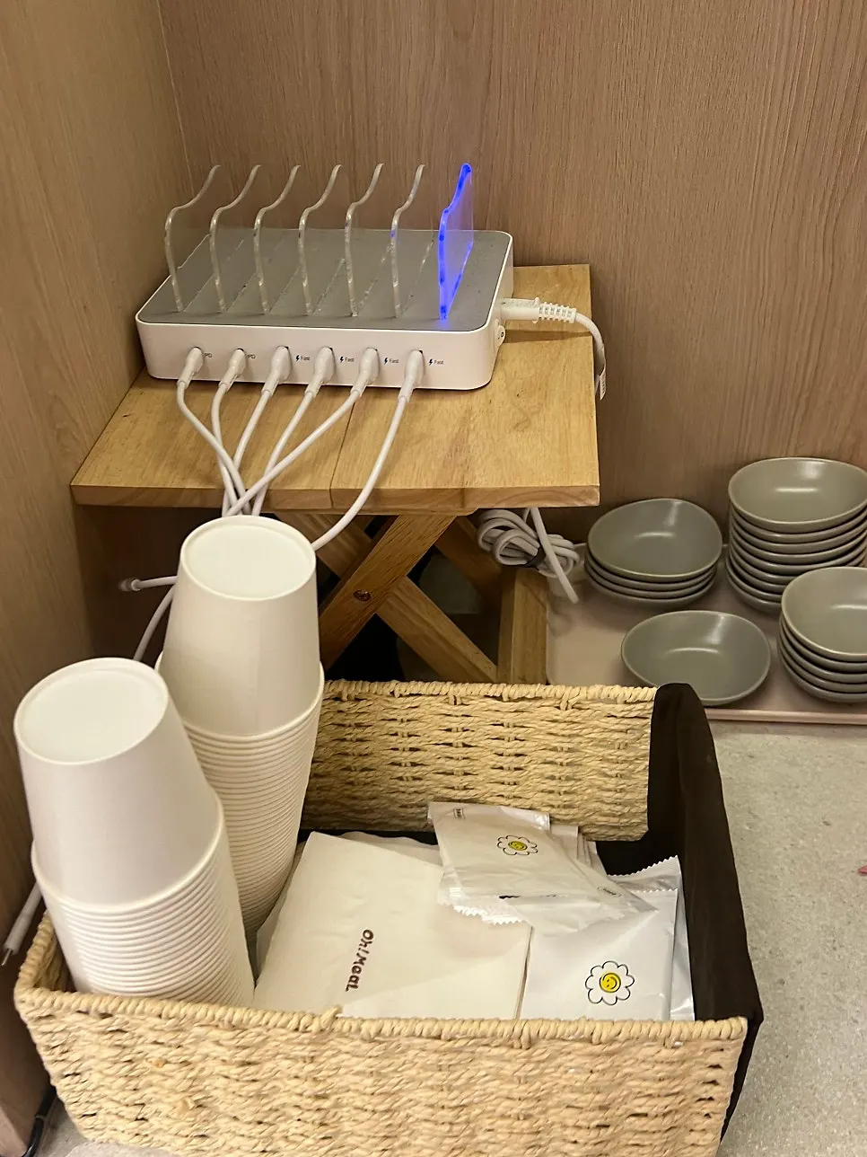 Pickles set out at the self-serve corner