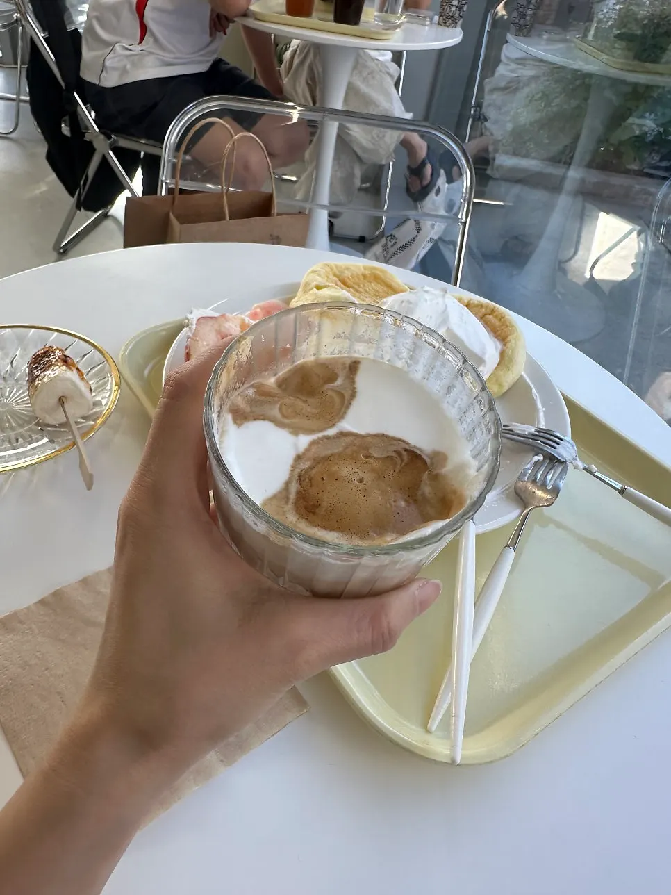 Plate with one piece removed from the soufflé