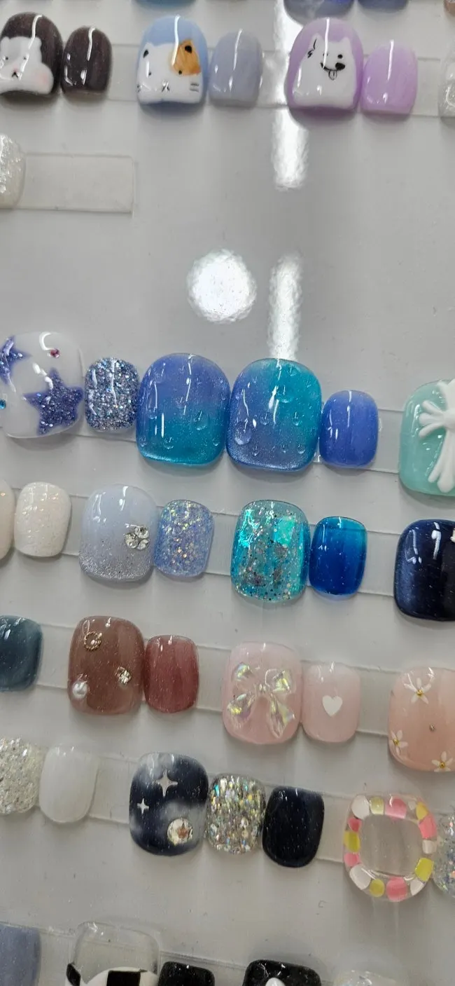 Nail art samples organized by color