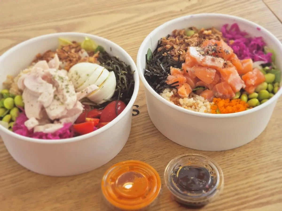 Two poke bowls at Slow Cali Hongdae Entrance Station Branch