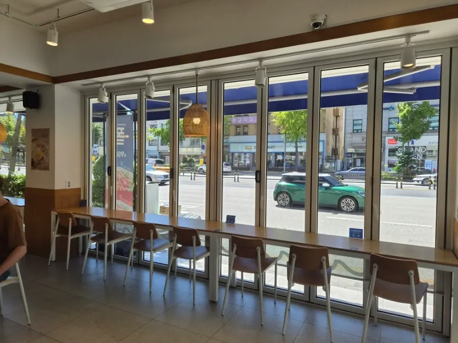 View of seating area at Slow Cali Hongdae Entrance Station Branch