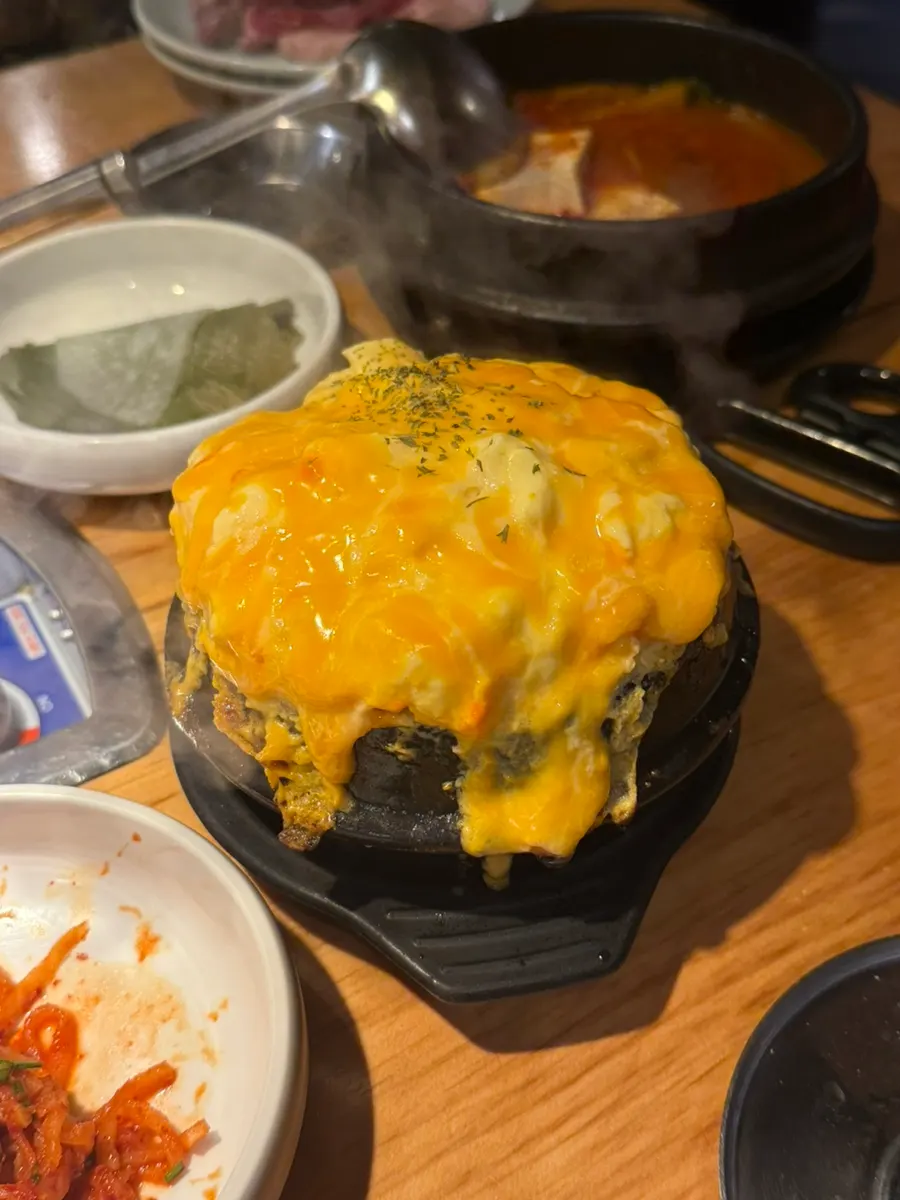 Double cheese egg custard with melted cheese