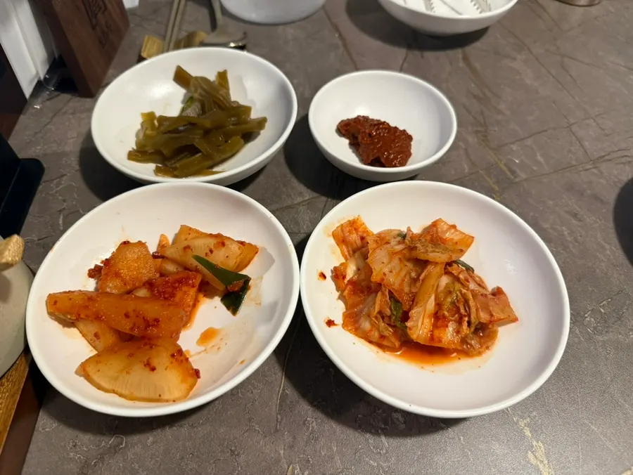 Banchan spread at Anok