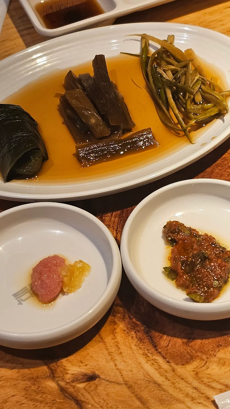 A meat spread with pickles and salted pollack roe