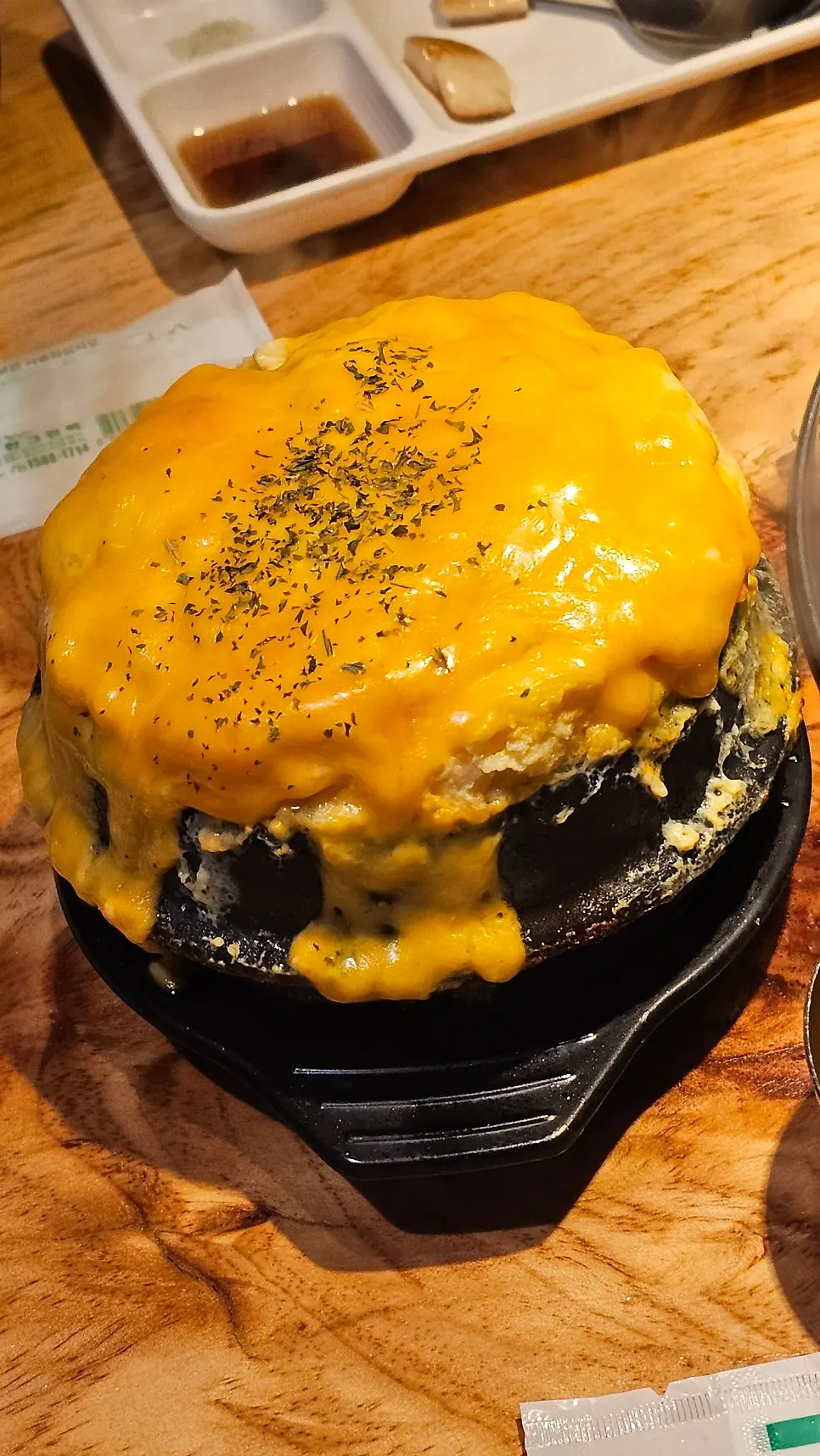 Puffed-up double cheese steamed egg