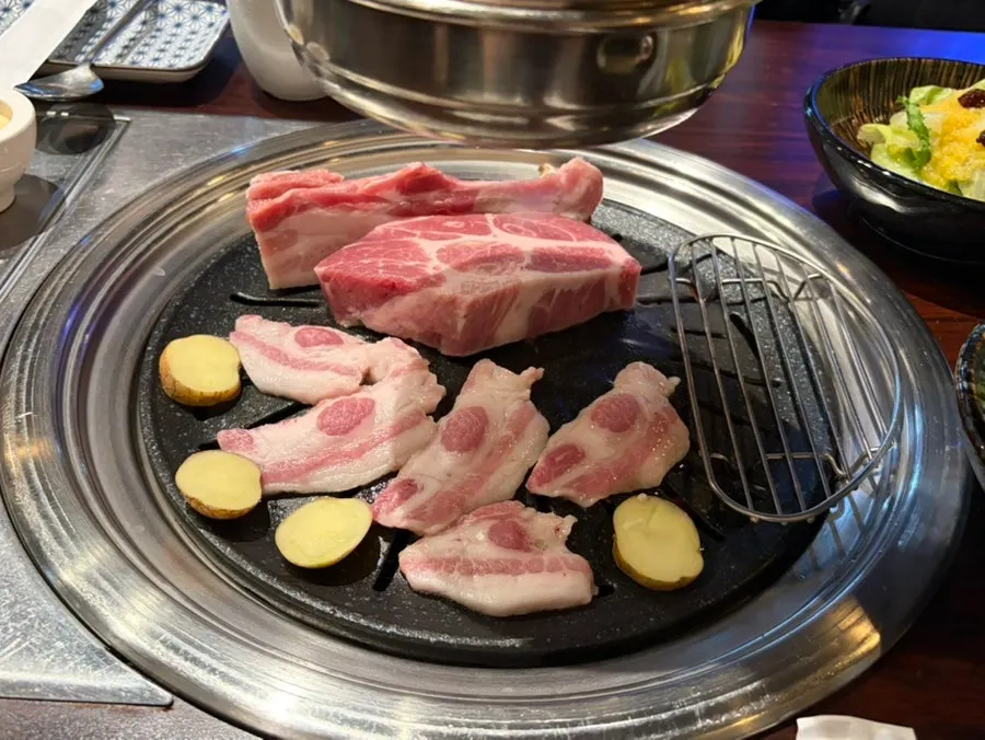Generous portions of flower pork neck and fresh pork belly