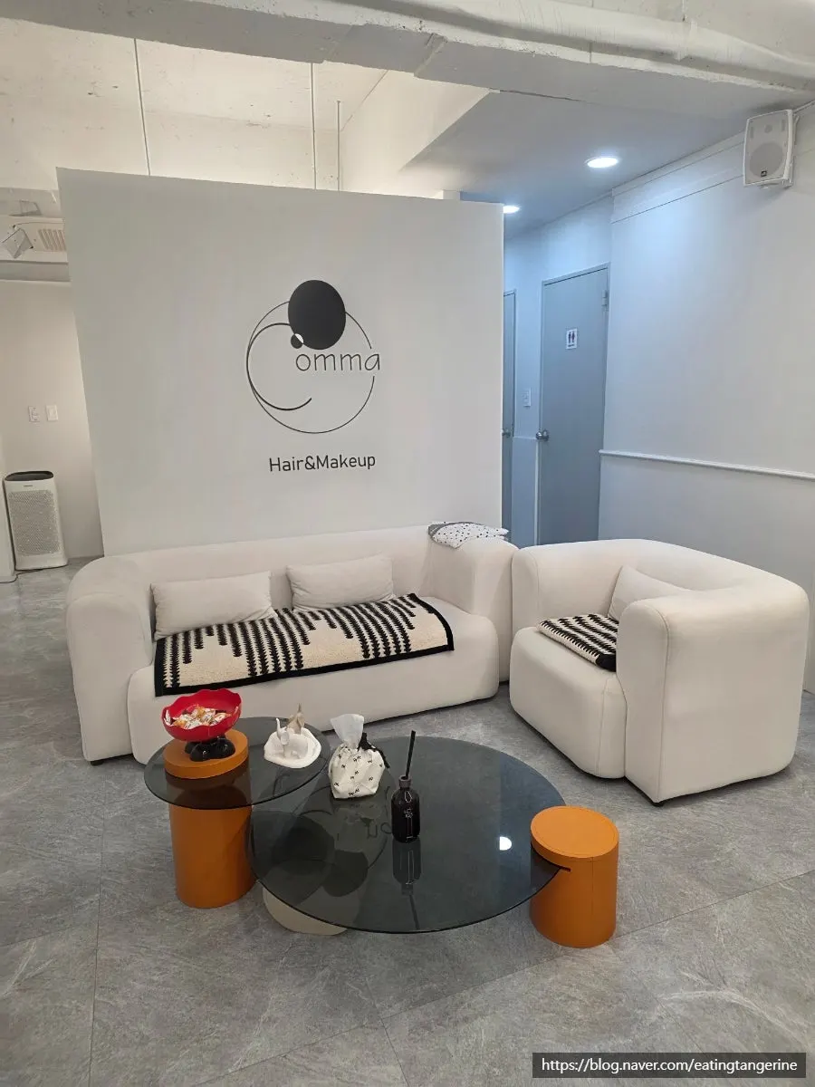 Interior with makeup rooms and a plush sofa