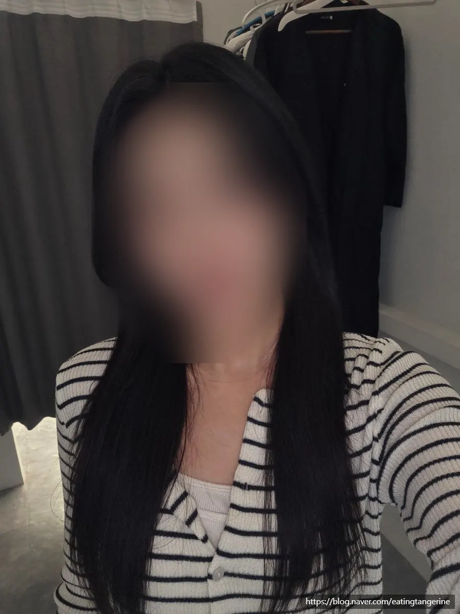 Finished makeup and straight hair styling