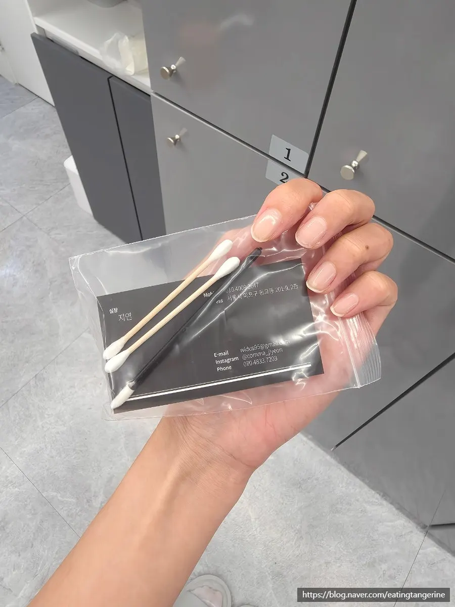 Extra lip product, lip tip, and cotton swabs given to take home